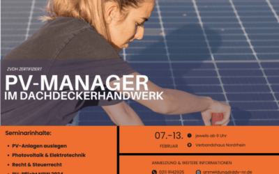 Photovoltaik-Manager im Dachdeckerhandwerk ab 07.02.2025