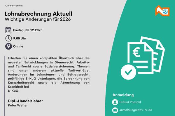 Lohnabrechnung Aktuell – Wichtige Änderungen für 2026! – 05.12.2025