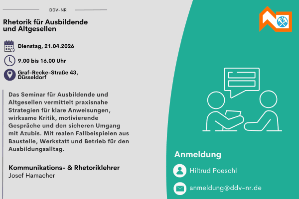 Rhetorik für Ausbildende und Altgesellen: Seminar am 21. April 2026